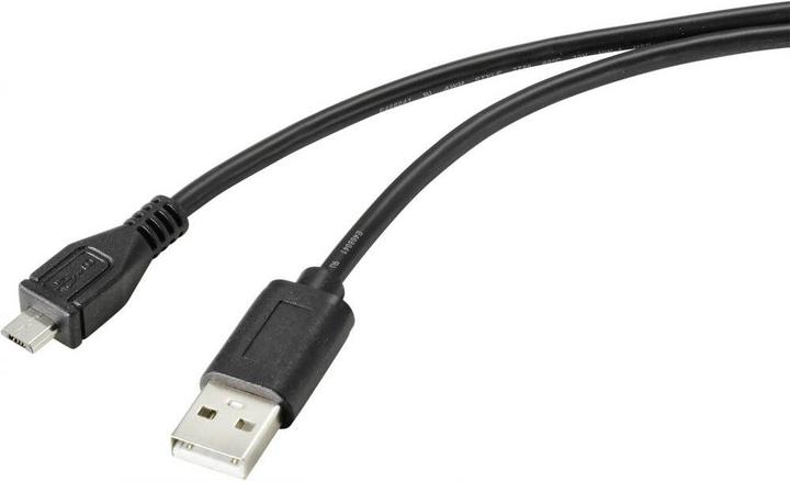 Renkforce USB-Kabel USB 2.0 USB-A Stecker, USB-Micro-B Stecker 2.00 m Schwarz mit antimikrobieller Oberfläche (2 m, USB 2.0, 2.50 W)