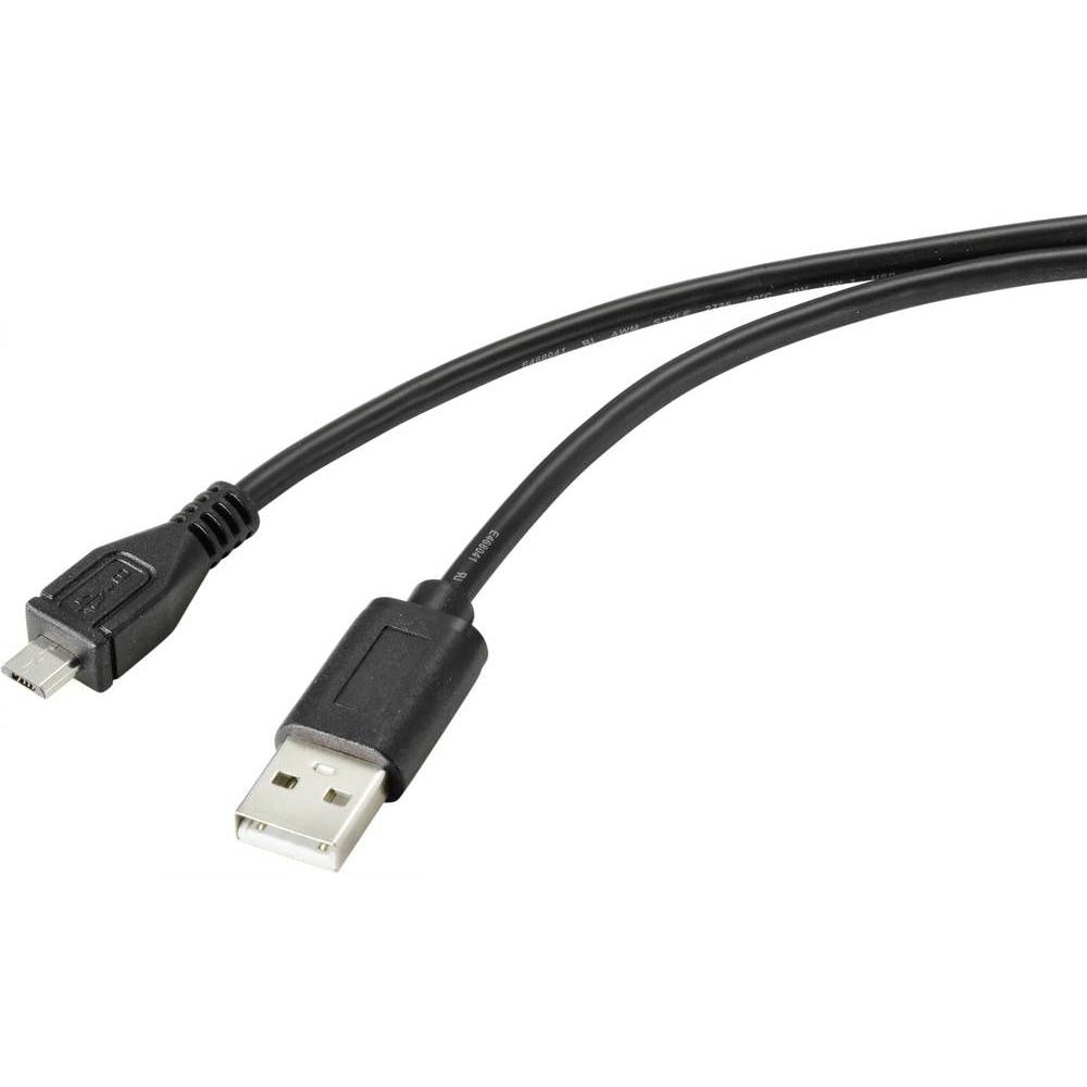 Renkforce USB-Kabel USB 2.0 USB-A Stecker, USB-Micro-B Stecker 2.00 m Schwarz mit antimikrobieller Oberfläche (2 m, USB ...