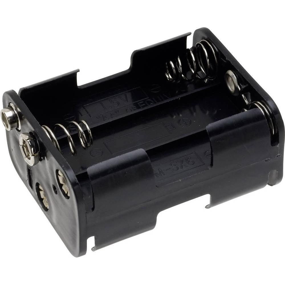 Tru Components Batteriehalter 6x Druckknopfanschluss, Batterie Zubehör, Schwarz