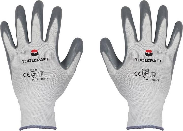 Toolcraft Polyamide beschermende handschoen met nitril coating maat 9