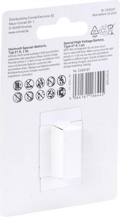 Actual product image Conrad energy Special battery (1 pcs., A27, 20 mAh)