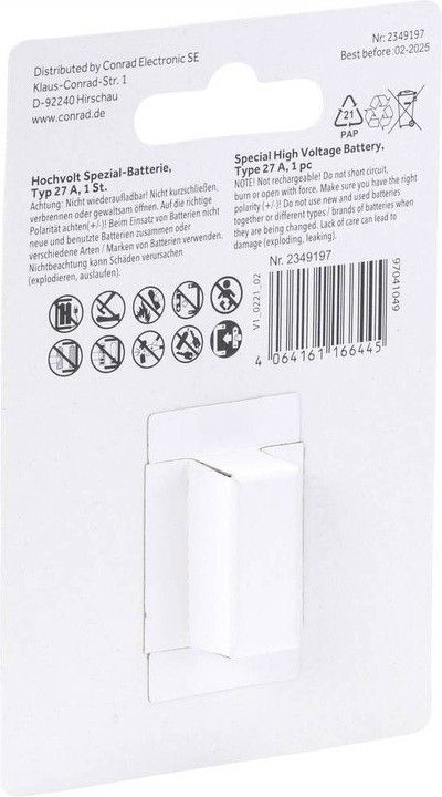 Produktbild Conrad energy Spezial-Batterie (1 Stk., A27, 20 mAh)