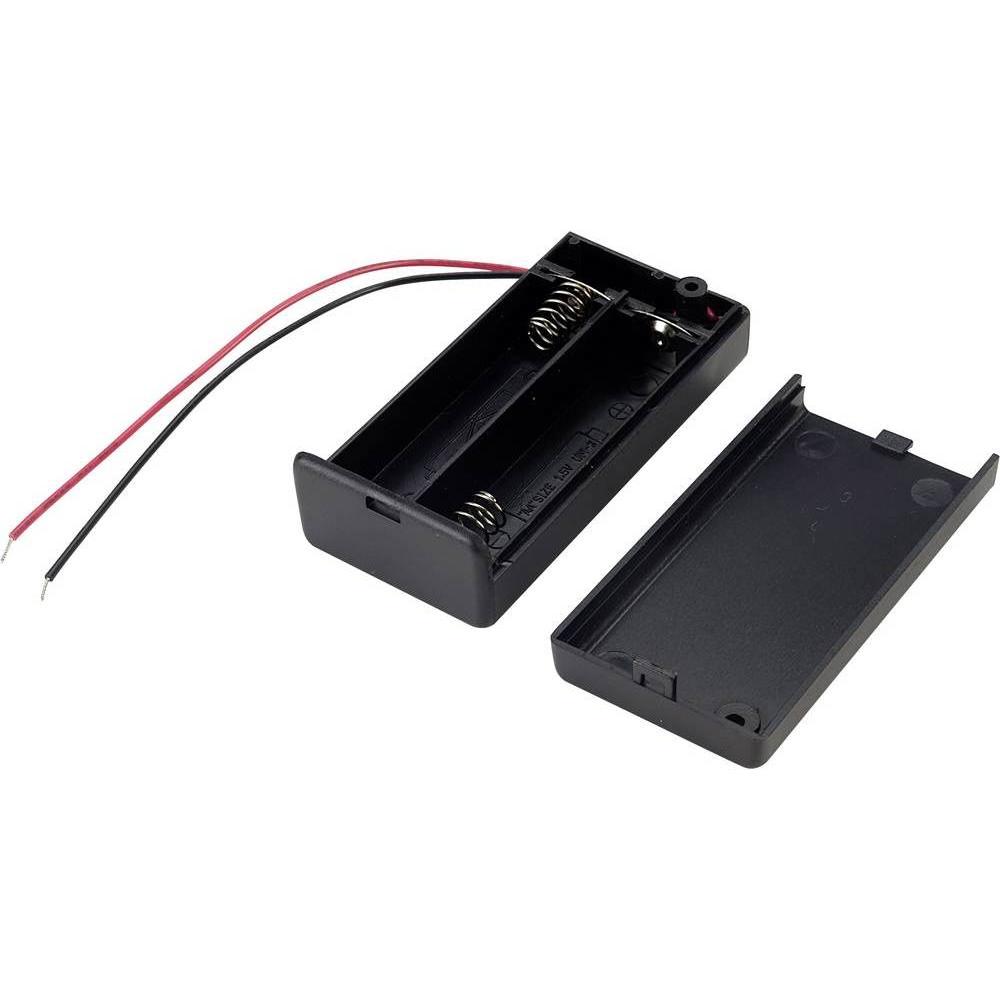 Tru Components Batteriehalter 2x Kabel, Batterie Zubehör, Schwarz