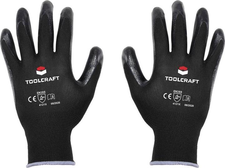 Toolcraft Gants de en polyester avec revêtement en nitrile taille 10 (10)