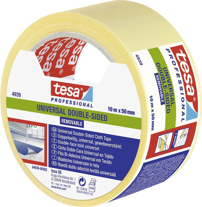 Produktbild tesa fix 4939 - Doppelseitiges Universal-Verlegeband zum temporären Fixieren von Bodenbelägen (50 mm)