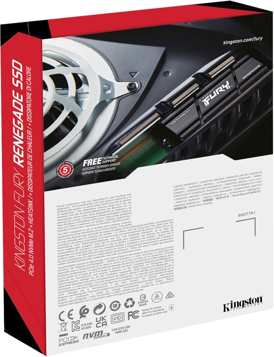 Produktbild Kingston FURY Renegade mit Kühlkörper (2000 GB, M.2 2280)