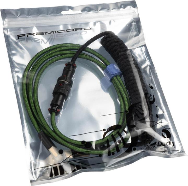 Actual product image Ducky Premicord Pine Green Spiralkabel, USB Typ C auf Typ A (1.80 m, USB 2.0)