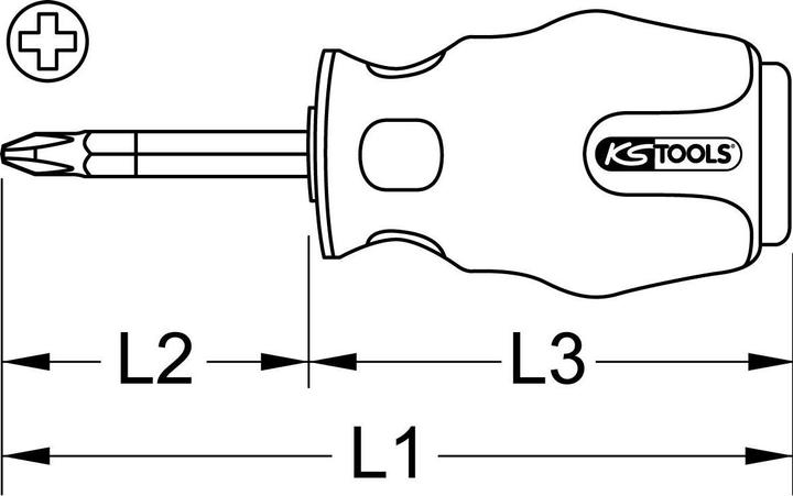 Produktbild KS Tools ERGOTORQUEmax Schlagkappen-Schraubendreher, kurze Form (Phillipps-Kreuzschlitz (PH))