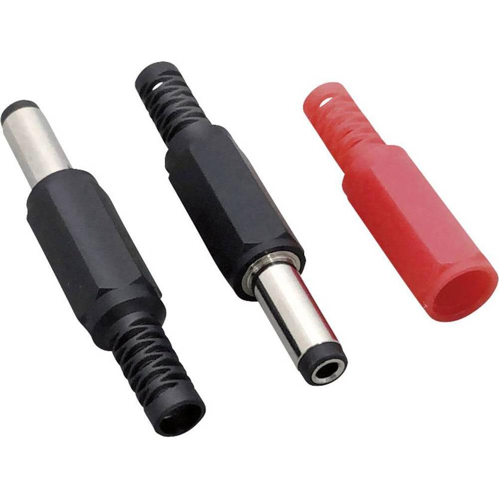 BKL Electronic Niedervoltstecker mit farbiger Tülle, Elektronikkabel + Stecker, Schwarz, Rot