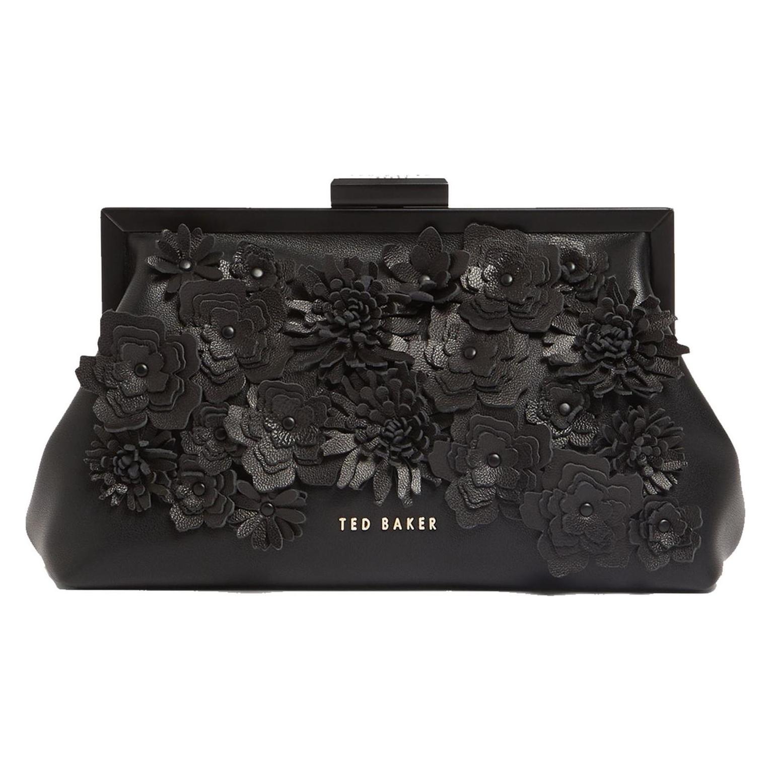 Ted Baker, Damen, Handtasche, Fiorell Flower 3D Applique Clutch Bag, Schwarz