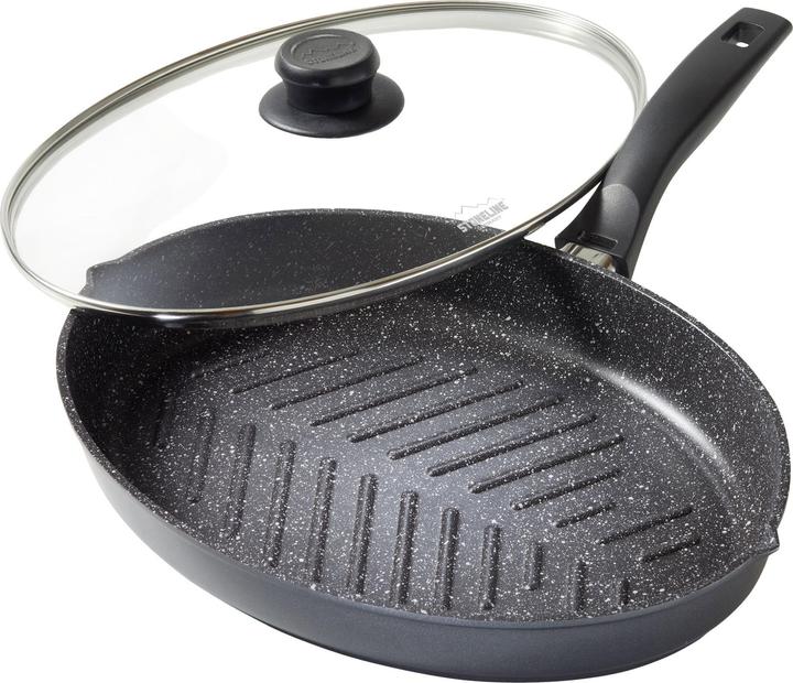Stoneline Fischpfanne, Schnitzelpfanne, 35x24 cm, mit Deckel, Induktion und Antihaftbeschichtung (Pfannenset + Topfset, Aluminiumguss)