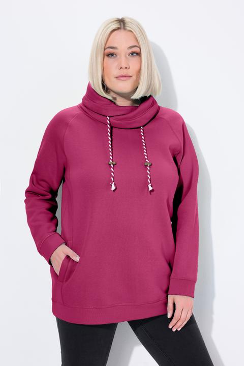 Actual product image Ulla Popken Drawstring Collar Long Sleeve Sweatshirt (54, 56)