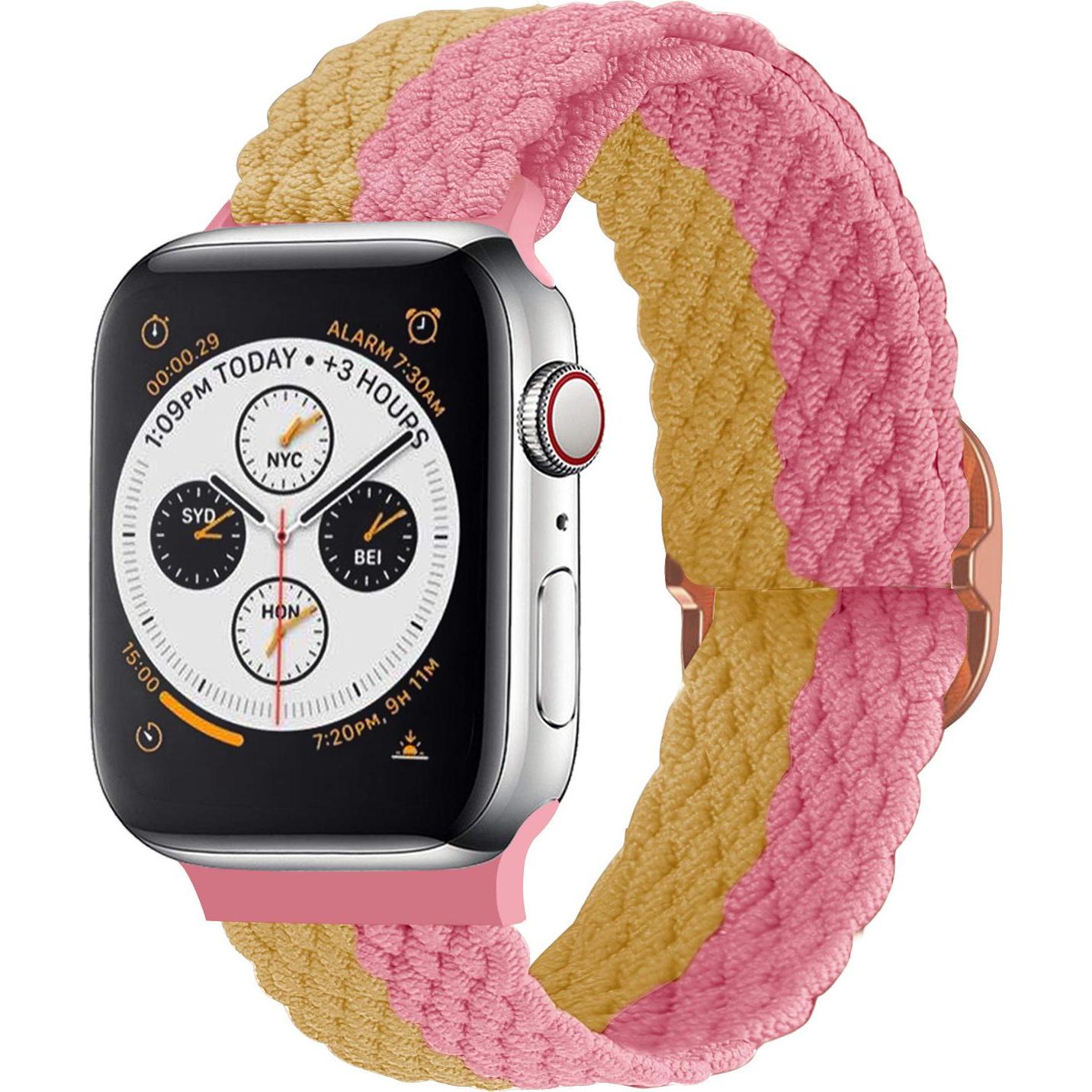Strap-it Nylonarmband (Nylon, Apple Watch), Uhrenarmband, Gelb, Rosa