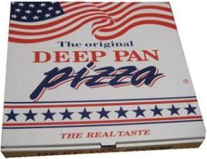 Produktbild MultiLine Pizzaaeske 29x29x4.5 cm Hvid med Tryk Deep Pan Pizza,100 stk/krt