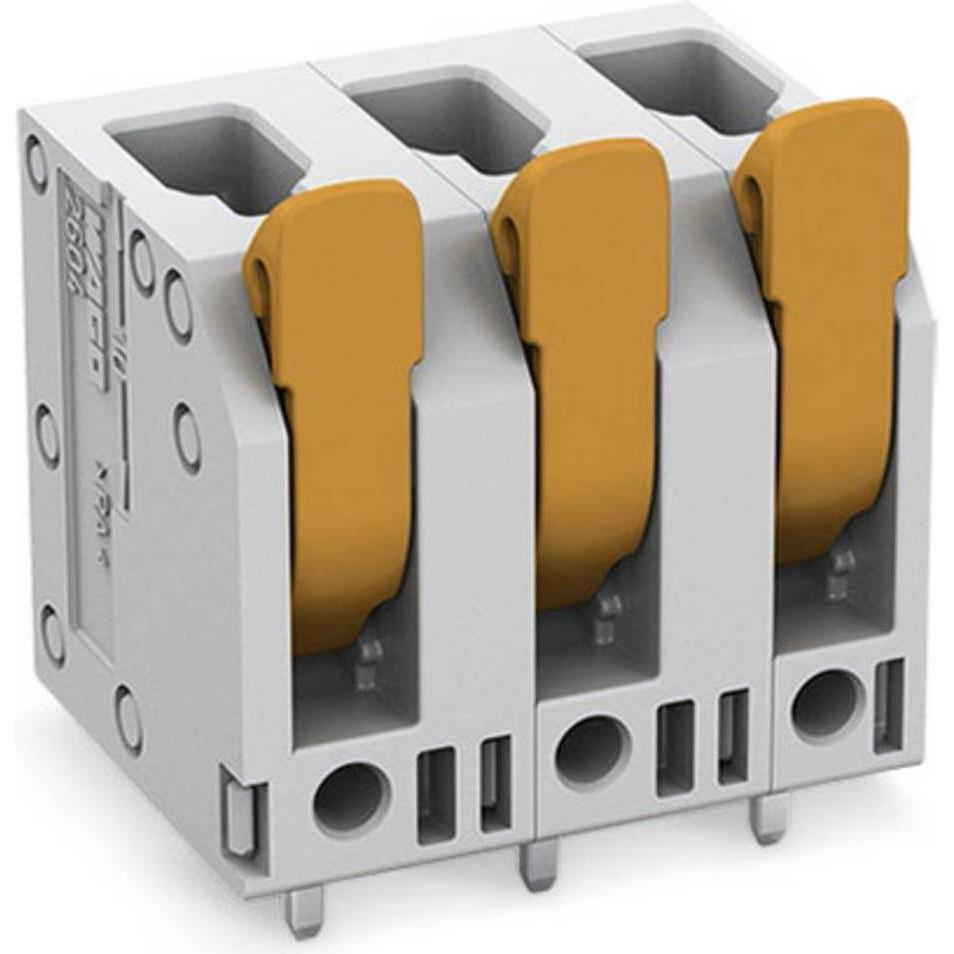 Wago Leiterplattenklemme mit Hebel, Elektronikkabel + Stecker, Grau