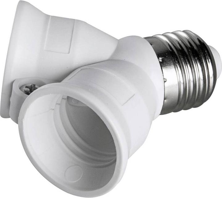Actual product image Heitronic Plastic lamp base adapter DUO E27 to 2 x E2