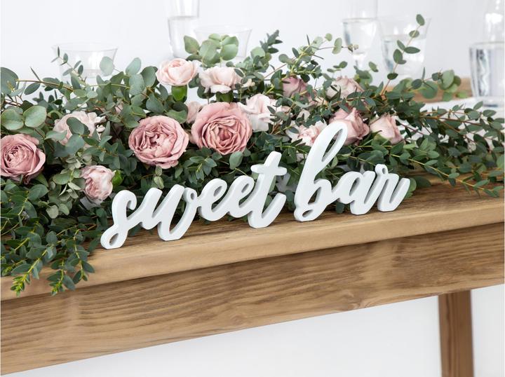 Produktbild Partydeco Partyaccessoire Holzschrift Sweet Bar 37 x 10 cm, Weiss (1 Stück)