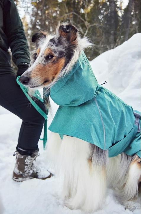 Actual product image Hurtta Monsoon V2 Eco green mackintosh, 30 cm (30, Dog raincoat)