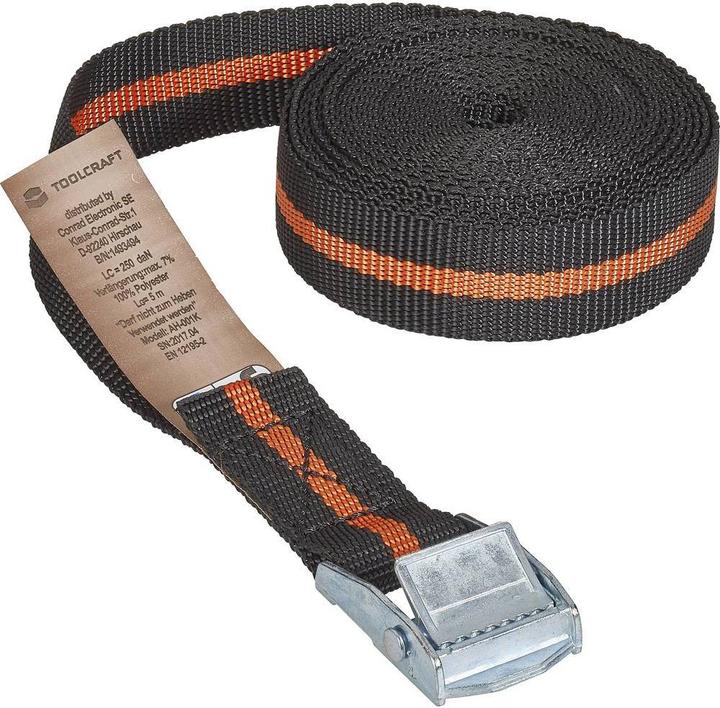 Immagine prodotto Toolcraft Cinghia di tensione con morsetto di fissaggio 5 m x 25 mm, 125 kg