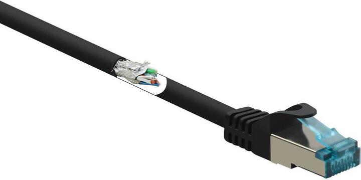 Actual product image Renkforce RF-5047480 RJ45 network cable, patch cable CAT 6a S/FTP 0.50 m Black (S/FTP, CAT6a, 0.50 m)