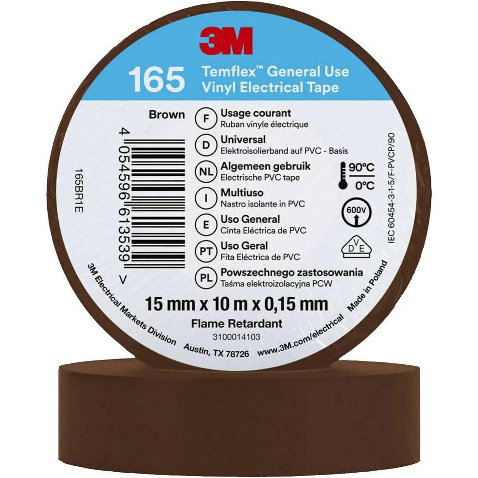 3M, Klebeband, Temflex Vinyl-Isolierband 165, 15 mm x 10 m (15 mm)