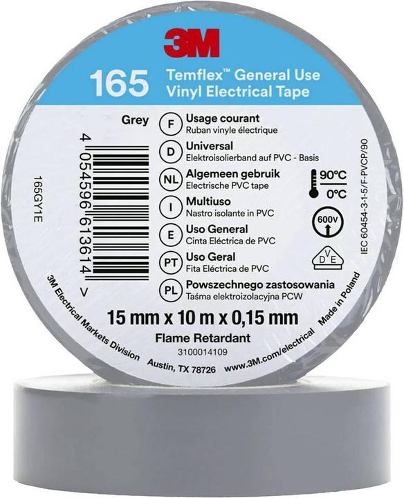 Immagine prodotto 3M Nastro isolante in vinile Temflex 165, 15 mm x 10 m (15 mm)
