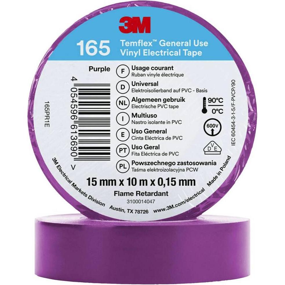 3M, Klebeband, Temflex Vinyl-Isolierband 165, 15 mm x 10 m (15 mm)