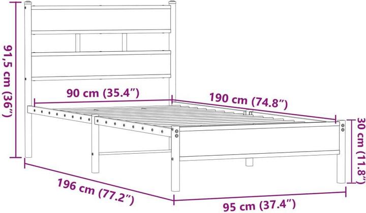 Produktbild vidaXL Bettgestell (90 x 190 cm)