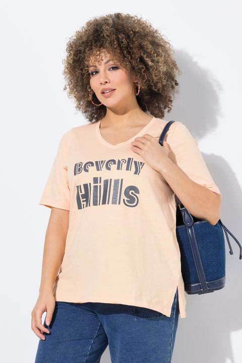 Image du produit Ulla Popken T-shirt, lettrage Beverly Hills. Col V et manches courtes. Coupe Classic (42, 44)