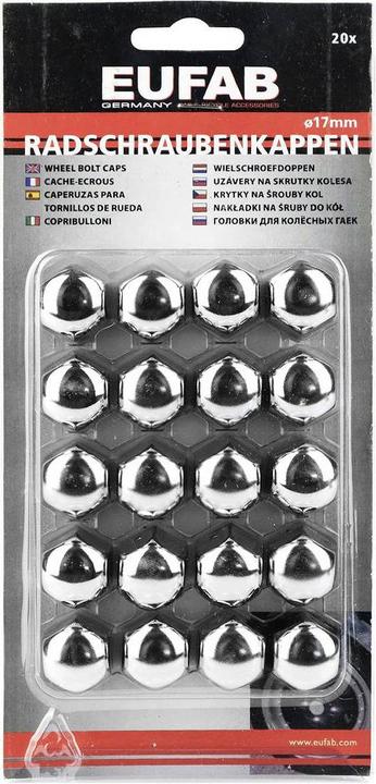 Image du produit Eufab Capuchons de vis de roue chromés 17 mm