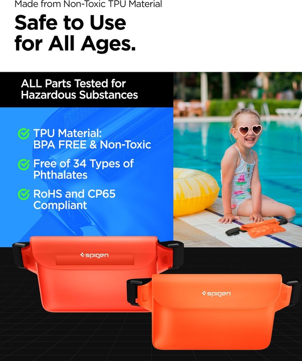 Actual product image Spigen Universal Waterproof A620 Case & Waist Bag Sunset Orange AMP06021