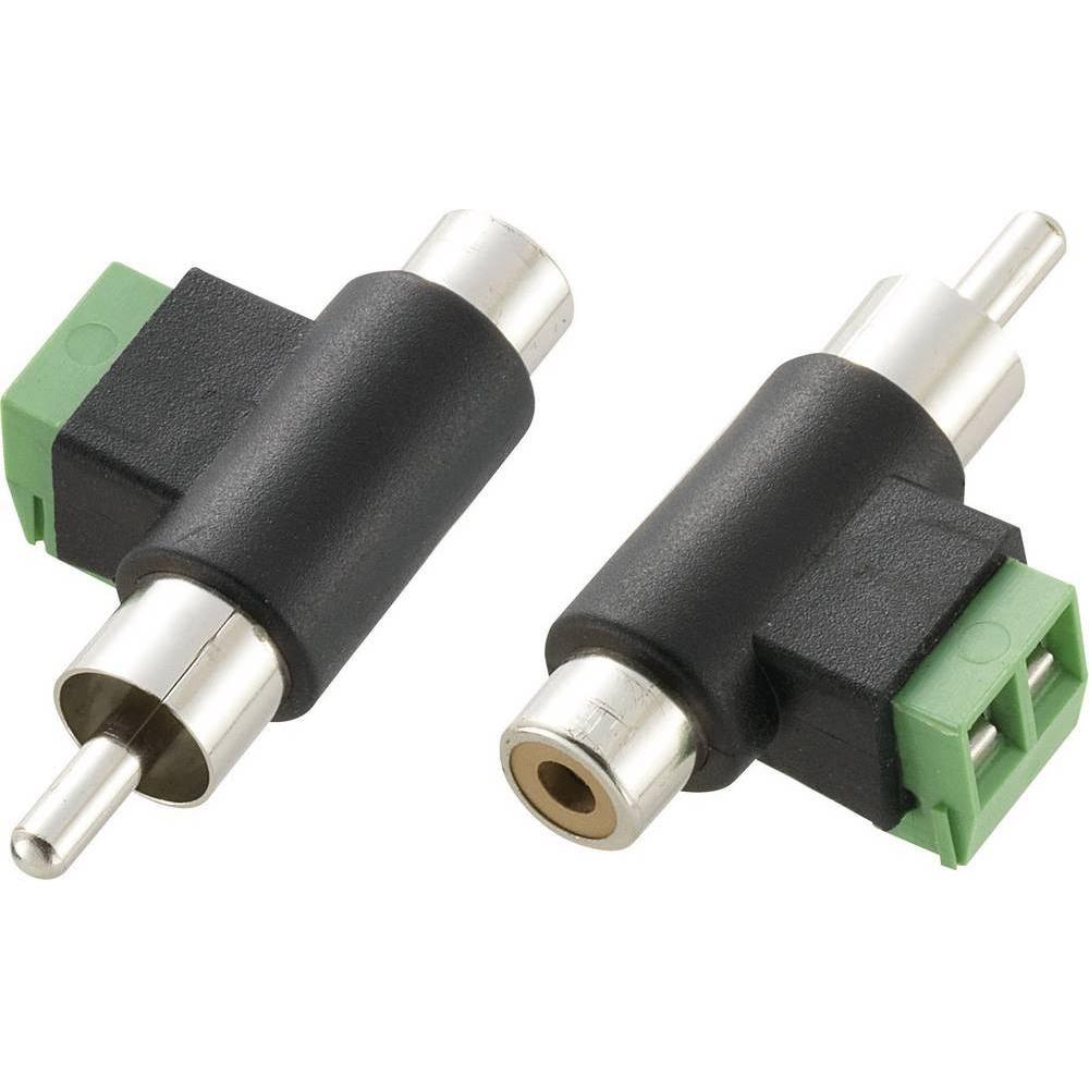 Tru Components Cinch-Adapter mit Schraubanschluss, Elektronikkabel + Stecker, Schwarz