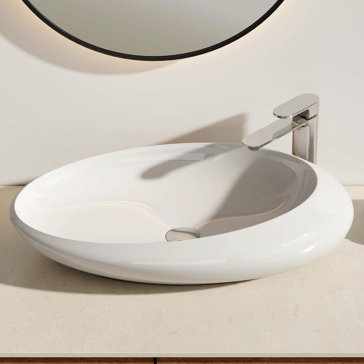 Produktbild Emke Aufsatzwaschbecken Kleines Ovales Waschbecken Waschplatz Handwaschbecken für Badezimmer, Aufsat (430 mm, 695 mm)