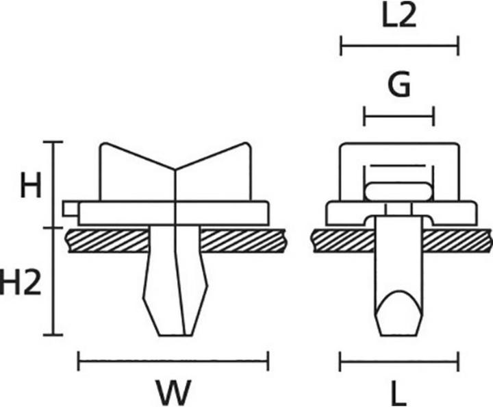 HellermannTyton Base a cuneo 18x22 mm, resistente al calore (Anelli di fissaggio, 18 mm, 100 pz.)