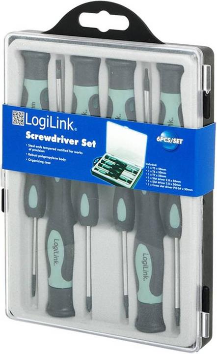 Actual product image LogiLink 6-piece screwdriver set 1x T5/T6/T7/ x 50mm each, 2x slot, 1x cross (Port, Cross recess, Hexagon socket round)