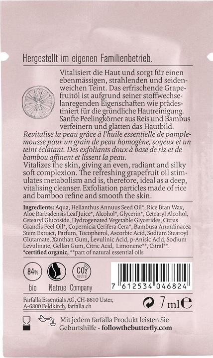 Nährwerte und Zutaten Farfalla Sanftes Peeling Grapefruit 7 ml (7 ml)