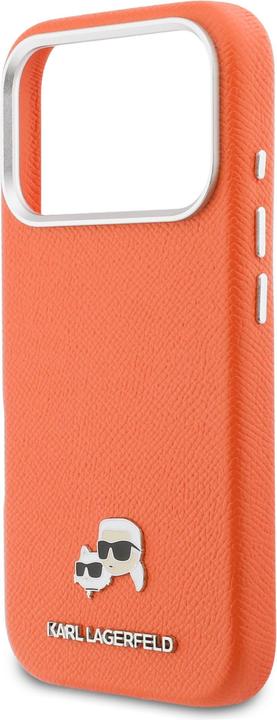 Productafbeelding Karl Lagerfeld Case Karl & Choupette Head Pins Saffiano MagSafe for iPhone 17 Pro orange (Apple iPhone 17 Pro)