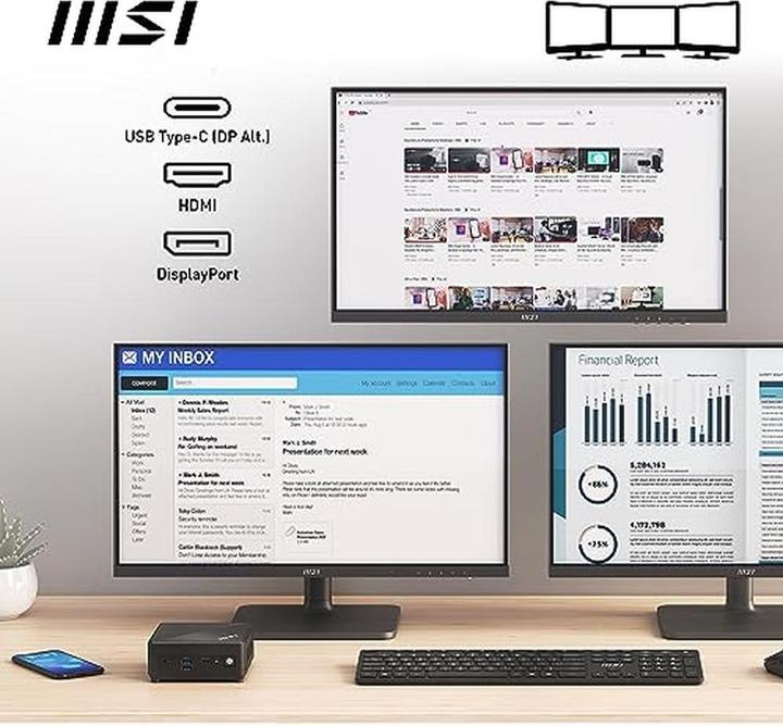 Actual product image MSI Intel Pentium N200 Mini PC with 4GB DDR4, 128GB SSD, Windows 11 Pro, Fanless Design (128 GB, 4 GB, Intel Pentium N200)