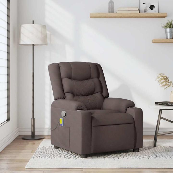 Actual product image vidaXL Massage chair dark brown fabric