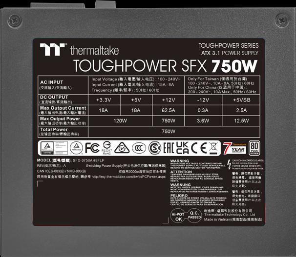 Actual product image Thermaltake TT Toughpower SFX Platinum 750W (750 W)