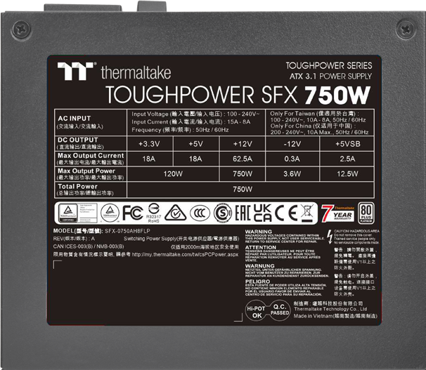 Actual product image Thermaltake TT Toughpower SFX Platinum 750W (750 W)