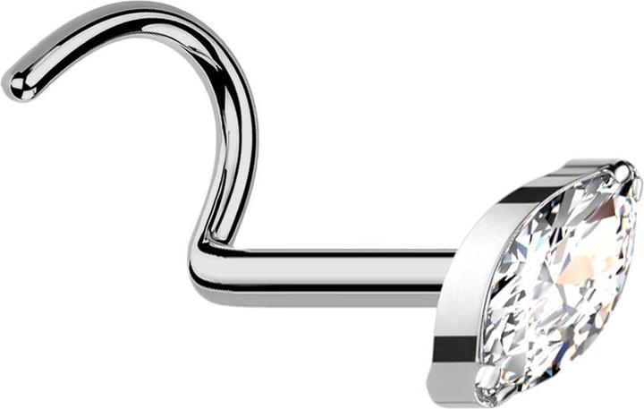 Image du produit Star Piercing Clous de nez courbes argentés avec cristal ovale argenté (sans laiton, Titane)