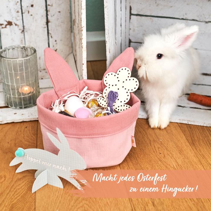 Immagine prodotto Papierdrachen Nido di Pasqua con orecchie da coniglietto in mussola rosa 01 (1 x, 19 x 16 cm)