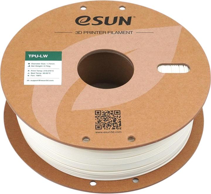 Image du produit eSUN TPU-LW Weiss Leichtes TPU Filament 1.75mm 750g (TPU, 1.75 mm, 750 g, Blanc)