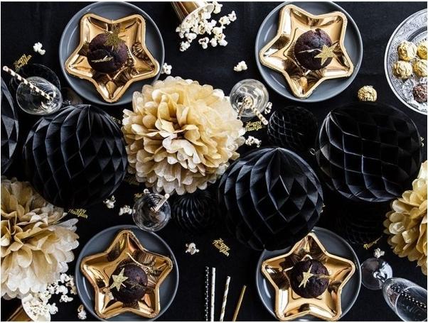 Actual product image Partydeco Honeycomb ball, black, 10cm (1 pkt / 1 pc.) (1 pcs.)