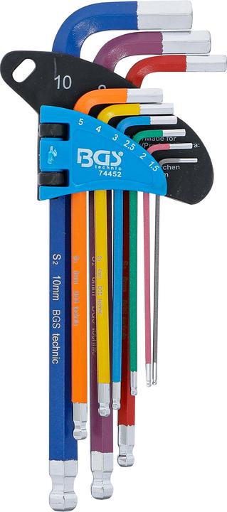 BGS L-Type Wrench Set | Multicolour | internal Hexagon, internal Hexagon with Ball Head 1.5 - 10 mm |...