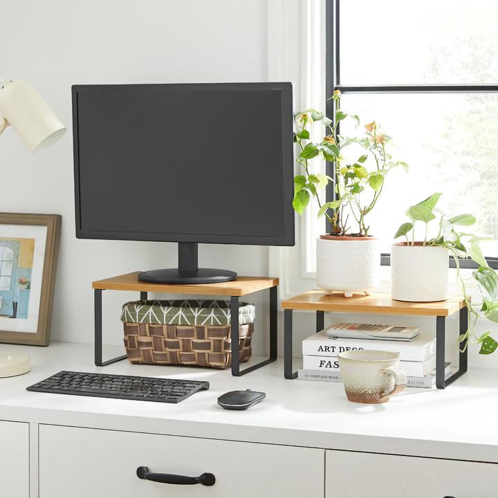 Actual product image Songmics Cupboard organiser shelf set of 2 (17 x 19.5 x 15.5 cm, 17 x 18.5 x 14 cm)
