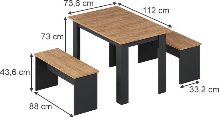 Image du produit Vicco Set Sentio avec 2 bancs (110 x 75 x 70 cm)