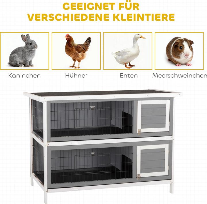 Image du produit PawHut Kaninchenstall Tannenholz Grau