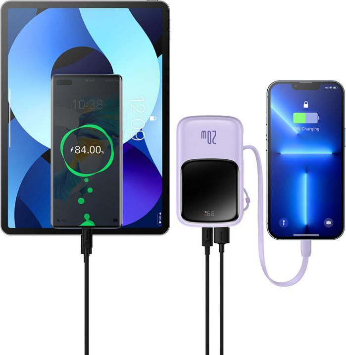 Image du produit Baseus Banque d'alimentation Qpow Pro, 20000mAh, 20W, QC + PD, pourpre (20000 mAh, 20 W)
